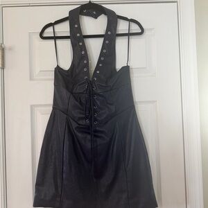 Edikted Navy Blue Lace-Up Sexy Backless Dress, Clubbing Festival Rave